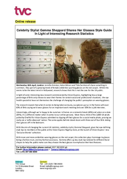 Celebrity Stylist Gemma Sheppard Shares Her Glasses Style Guide In Light of Interesting Research Statistics